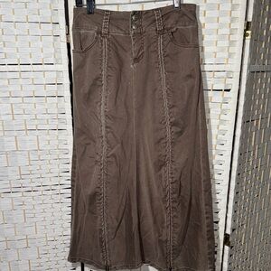 Jou Jou Elegant Brown Midi Cargo Skirt